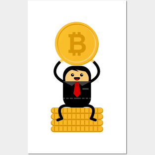 Businessman Earn Bitcoin Posters and Art